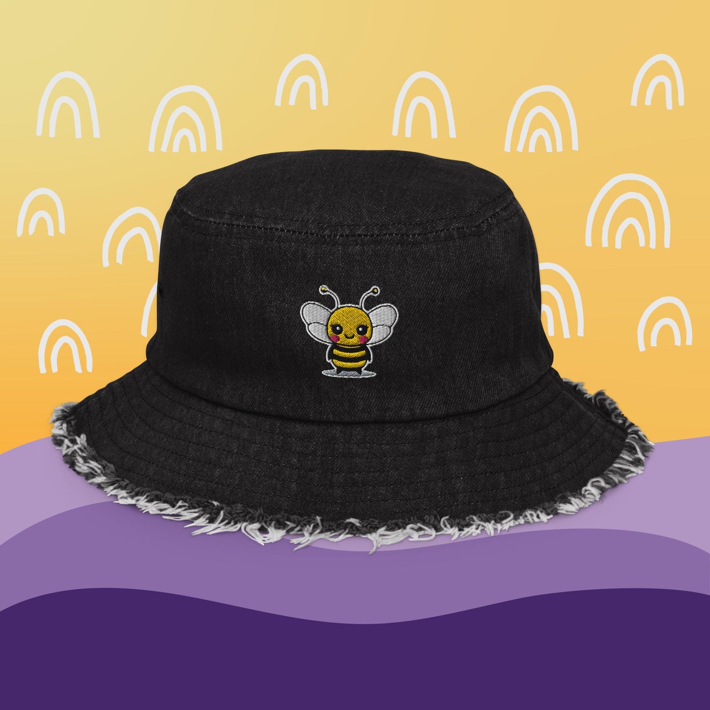BEE Distressed Denim Bucket Hat